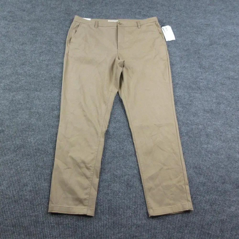 Hawker Rye Pants Mens 38 Brown Chino Athletic Straight Flat Front 37x30.5* NWT